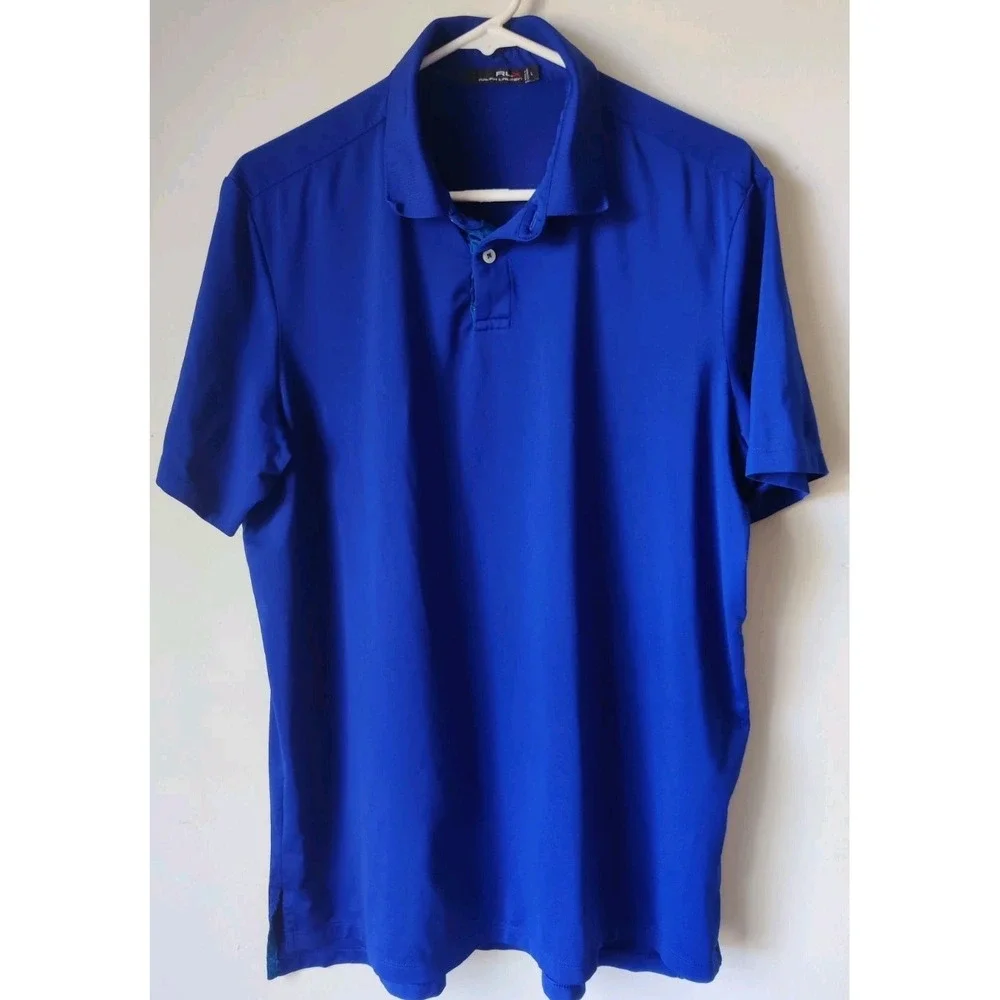 RLX Ralph Lauren Men's Polo Shirt Royal Blue Golf Shirt Sleeve Size Large